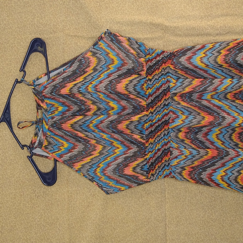 Women Multi-Colored Long Dress Size: L - Picture 3 of 10